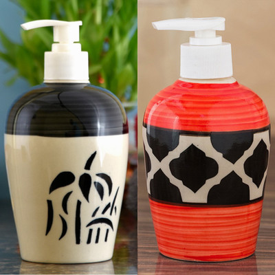 

Sforzi Ceramic soap dispenser combo 700 ml Lotion, Shampoo, Soap Dispenser(Multicolor)