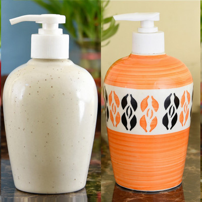 

Sforzi Ceramic soap dispenser combo 700 ml Lotion, Shampoo, Soap Dispenser(Multicolor)