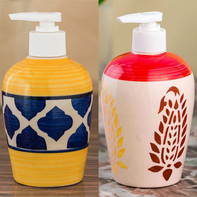 

Sforzi Ceramic soap dispenser combo 700 ml Lotion, Shampoo, Soap Dispenser(Multicolor)