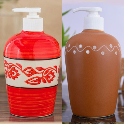 

Sforzi Ceramic soap dispenser combo 450 ml Lotion, Shampoo, Soap Dispenser(Multicolor)