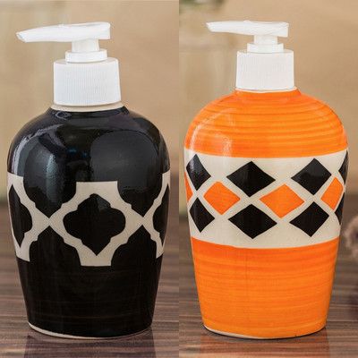 

Sforzi Ceramic soap dispenser combo 700 ml Lotion, Shampoo, Soap Dispenser(Multicolor)