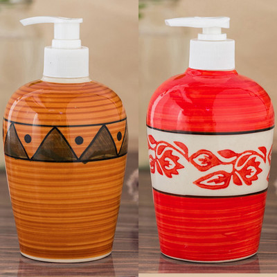 

Sforzi Ceramic soap dispenser combo 700 ml Lotion, Shampoo, Soap Dispenser(Multicolor)