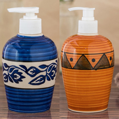 

Sforzi Ceramic soap dispenser combo 700 ml Lotion, Shampoo, Soap Dispenser(Multicolor)