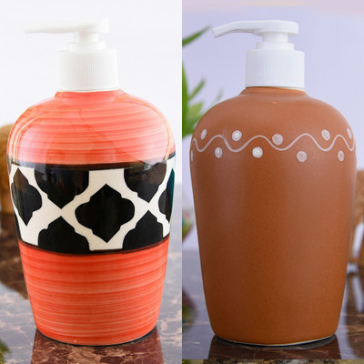 

Sforzi Ceramic soap dispenser combo 450 ml Lotion, Shampoo, Soap Dispenser(Multicolor)