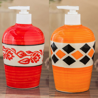 

Sforzi Ceramic soap dispenser combo 700 ml Lotion, Shampoo, Soap Dispenser(Multicolor)