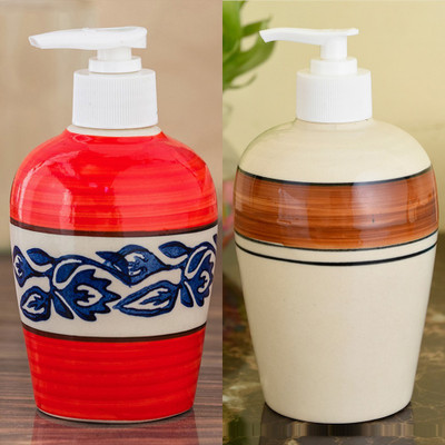 

Sforzi Ceramic soap dispenser combo 700 ml Lotion, Shampoo, Soap Dispenser(Multicolor)