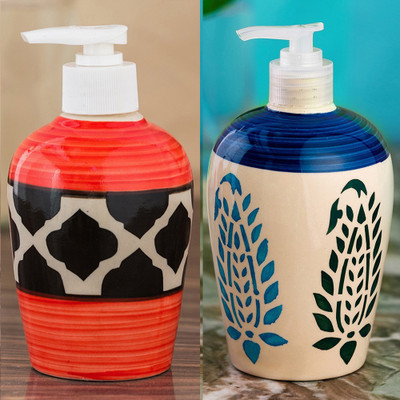 

Sforzi Ceramic soap dispenser combo 700 ml Lotion, Shampoo, Soap Dispenser(Multicolor)