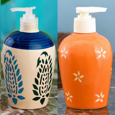 

Sforzi Ceramic soap dispenser combo 700 ml Lotion, Shampoo, Soap Dispenser(Multicolor)