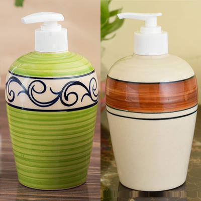 

Sforzi Ceramic soap dispenser combo 450 ml Lotion, Shampoo, Soap Dispenser(Multicolor)