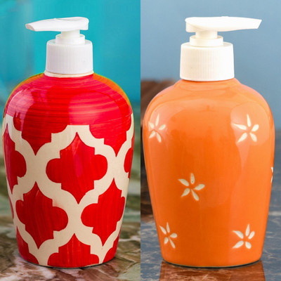 

Sforzi Ceramic soap dispenser combo 700 ml Lotion, Shampoo, Soap Dispenser(Multicolor)