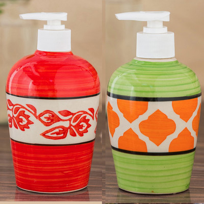 

Sforzi Ceramic soap dispenser combo 700 ml Lotion, Shampoo, Soap Dispenser(Multicolor)