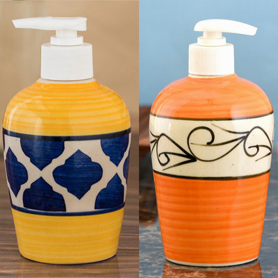 

Sforzi Ceramic soap dispenser combo 700 ml Lotion, Shampoo, Soap Dispenser(Multicolor)