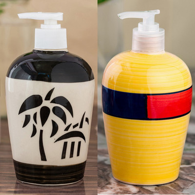 

Sforzi Ceramic soap dispenser combo 450 ml Lotion, Shampoo, Soap Dispenser(Multicolor)