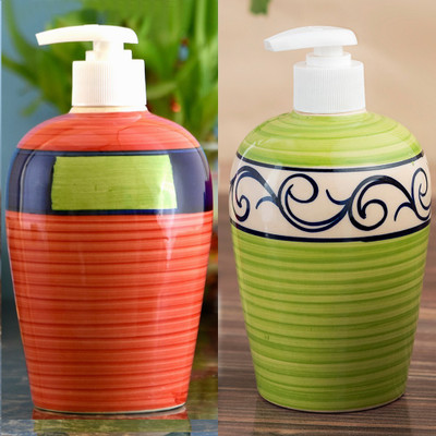 

Sforzi Ceramic soap dispenser combo 450 ml Lotion, Shampoo, Soap Dispenser(Multicolor)