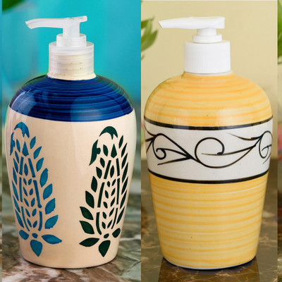 

Sforzi Ceramic soap dispenser combo 450 ml Lotion, Shampoo, Soap Dispenser(Multicolor)