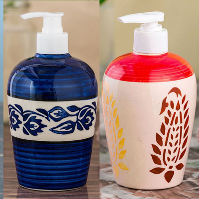 

Sforzi Ceramic soap dispenser combo 450 ml Lotion, Shampoo, Soap Dispenser(Multicolor)