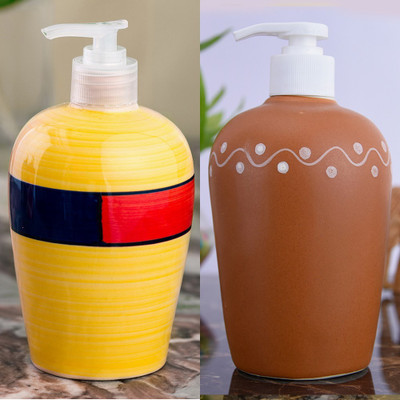 

Sforzi Ceramic soap dispenser combo 450 ml Lotion, Shampoo, Soap Dispenser(Multicolor)
