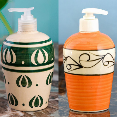 

Sforzi Ceramic soap dispenser combo 450 ml Lotion, Shampoo, Soap Dispenser(Multicolor)