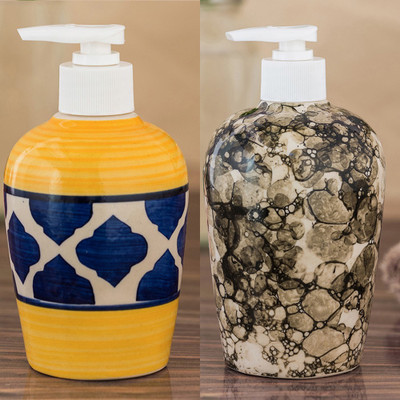 

Sforzi Ceramic soap dispenser combo 700 ml Lotion, Shampoo, Soap Dispenser(Multicolor)