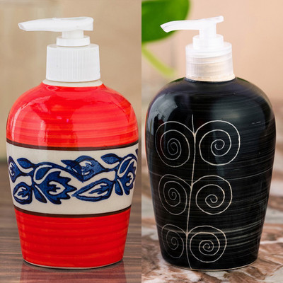 

Sforzi Ceramic soap dispenser combo 700 ml Lotion, Shampoo, Soap Dispenser(Multicolor)
