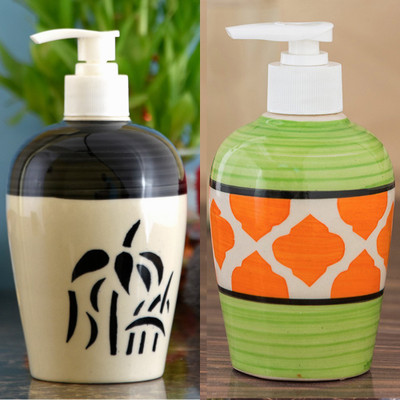 

Sforzi Ceramic soap dispenser combo 700 ml Lotion, Shampoo, Soap Dispenser(Multicolor)