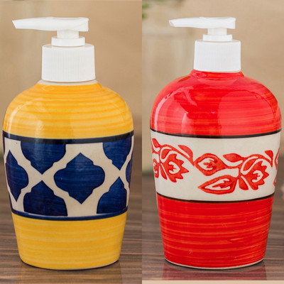 

Sforzi Ceramic soap dispenser combo 700 ml Lotion, Shampoo, Soap Dispenser(Multicolor)