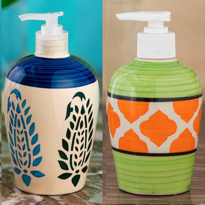 

Sforzi Ceramic soap dispenser combo 700 ml Lotion, Shampoo, Soap Dispenser(Multicolor)