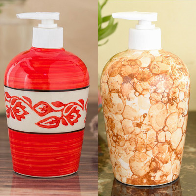 

Sforzi Ceramic soap dispenser combo 700 ml Lotion, Shampoo, Soap Dispenser(Multicolor)