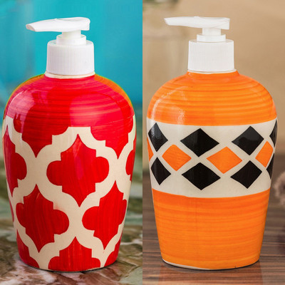 

Sforzi Ceramic soap dispenser combo 450 ml Lotion, Shampoo, Soap Dispenser(Multicolor)