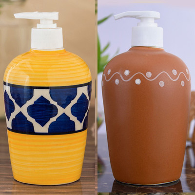 

Sforzi Ceramic soap dispenser combo 450 ml Lotion, Shampoo, Soap Dispenser(Multicolor)