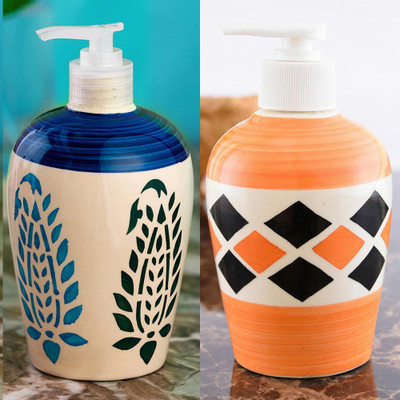 

Sforzi Ceramic soap dispenser combo 700 ml Lotion, Shampoo, Soap Dispenser(Multicolor)