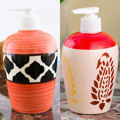 

Sforzi Ceramic soap dispenser combo 450 ml Lotion, Shampoo, Soap Dispenser(Multicolor)