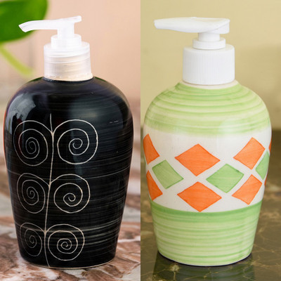 

Sforzi Ceramic soap dispenser combo 700 ml Lotion, Shampoo, Soap Dispenser(Multicolor)