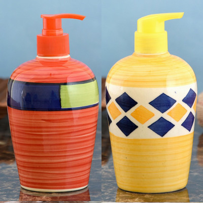 

Sforzi Ceramic soap dispenser combo 450 ml Lotion, Shampoo, Soap Dispenser(Multicolor)