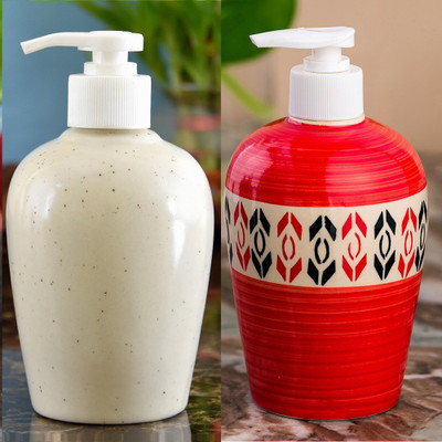 

Sforzi Ceramic soap dispenser combo 700 ml Lotion, Shampoo, Soap Dispenser(Multicolor)