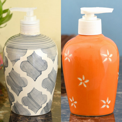 

Sforzi Ceramic soap dispenser combo 700 ml Lotion, Shampoo, Soap Dispenser(Multicolor)
