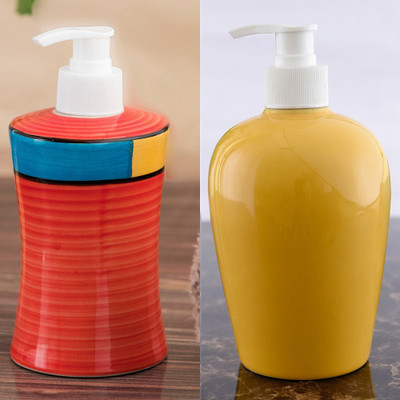 

Sforzi Ceramic soap dispenser combo 700 ml Lotion, Shampoo, Soap Dispenser(Multicolor)