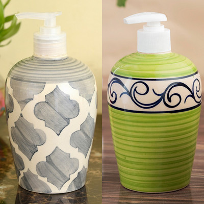 

Sforzi Ceramic soap dispenser combo 450 ml Lotion, Shampoo, Soap Dispenser(Multicolor)