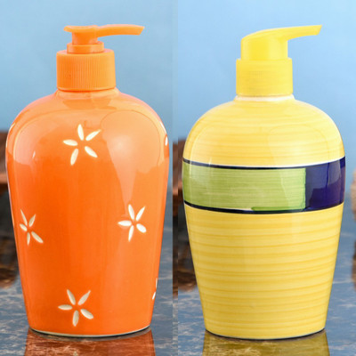 

Sforzi Ceramic soap dispenser combo 450 ml Lotion, Shampoo, Soap Dispenser(Multicolor)