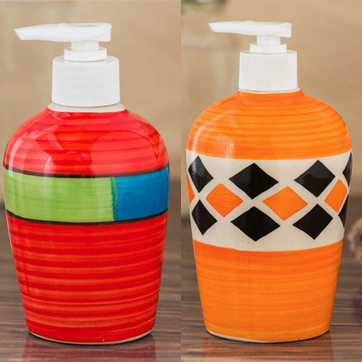 

Sforzi Ceramic soap dispenser combo 700 ml Lotion, Shampoo, Soap Dispenser(Multicolor)