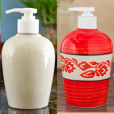 

Sforzi Ceramic soap dispenser combo 700 ml Lotion, Shampoo, Soap Dispenser(Multicolor)