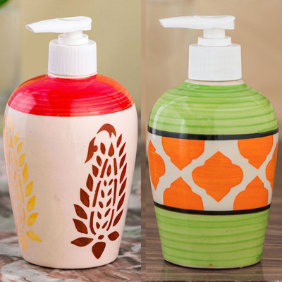 

Sforzi Ceramic soap dispenser combo 700 ml Lotion, Shampoo, Soap Dispenser(Multicolor)