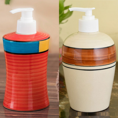 

Sforzi Ceramic soap dispenser combo 700 ml Lotion, Shampoo, Soap Dispenser(Multicolor)
