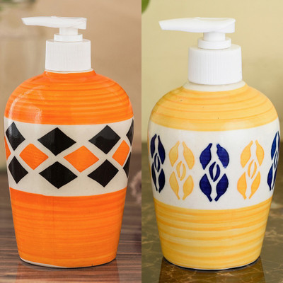 

Sforzi Ceramic soap dispenser combo 700 ml Lotion, Shampoo, Soap Dispenser(Multicolor)