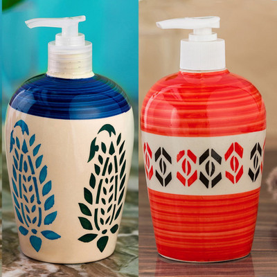 

Sforzi Ceramic soap dispenser combo 450 ml Lotion, Shampoo, Soap Dispenser(Multicolor)