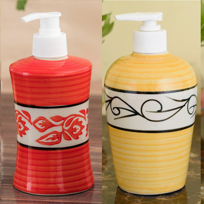 

Sforzi Ceramic soap dispenser combo 700 ml Lotion, Shampoo, Soap Dispenser(Multicolor)