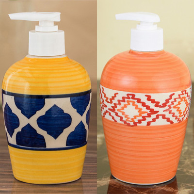 

Sforzi Ceramic soap dispenser combo 700 ml Lotion, Shampoo, Soap Dispenser(Multicolor)