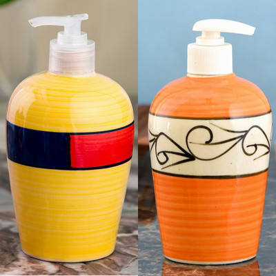 

Sforzi Ceramic soap dispenser combo 450 ml Lotion, Shampoo, Soap Dispenser(Multicolor)