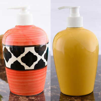 

Sforzi Ceramic soap dispenser combo 450 ml Lotion, Shampoo, Soap Dispenser(Multicolor)