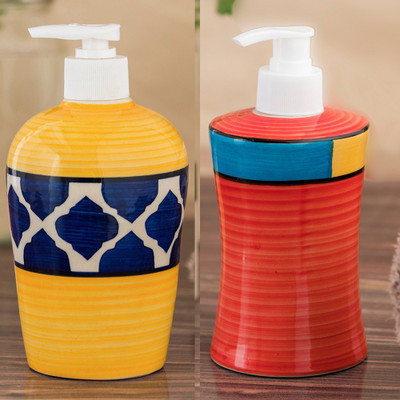 

Sforzi Ceramic soap dispenser combo 700 ml Lotion, Shampoo, Soap Dispenser(Multicolor)